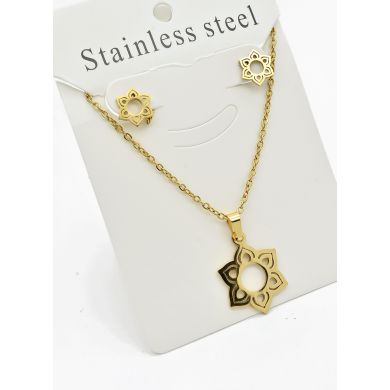 SET DE COLLAR, DIJE Y ARETES EN ACERO INOXIDABLE 316L