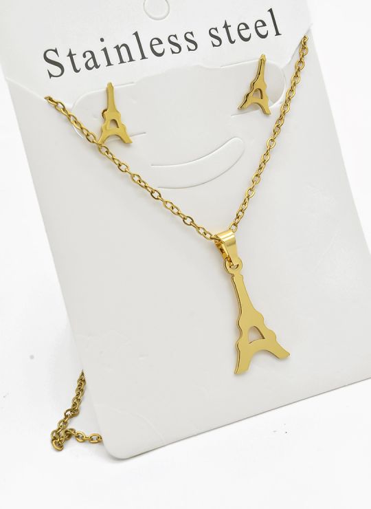 SET DE COLLAR, DIJE Y ARETES EN ACERO INOXIDABLE 316L