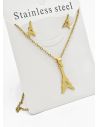 SET DE COLLAR, DIJE Y ARETES EN ACERO INOXIDABLE 316L