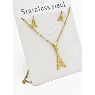SET DE COLLAR, DIJE Y ARETES EN ACERO INOXIDABLE 316L