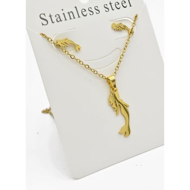 SET DE COLLAR, DIJE Y ARETES EN ACERO INOXIDABLE 316L