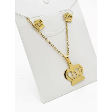SET DE COLLAR, DIJE Y ARETES EN ACERO INOXIDABLE 316L