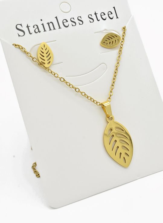 SET DE COLLAR, DIJE Y ARETES EN ACERO INOXIDABLE 316L