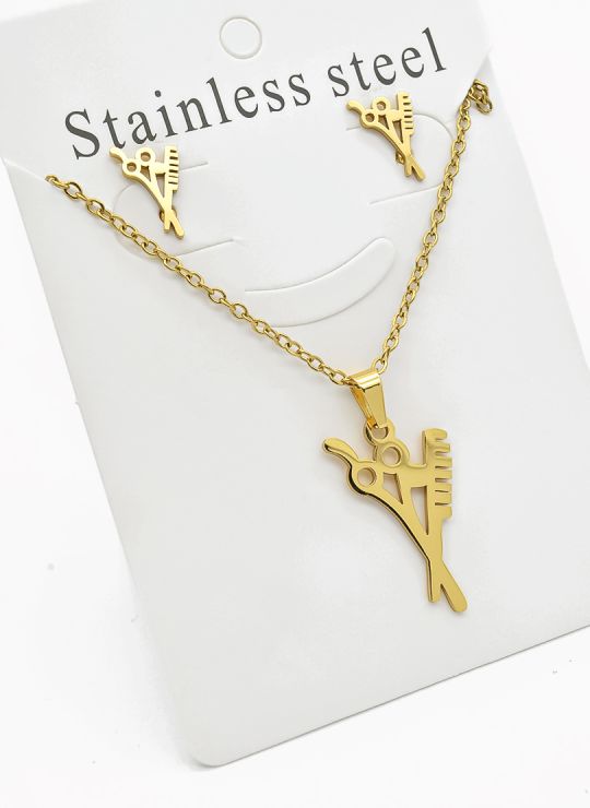 SET DE COLLAR, DIJE Y ARETES EN ACERO INOXIDABLE 316L