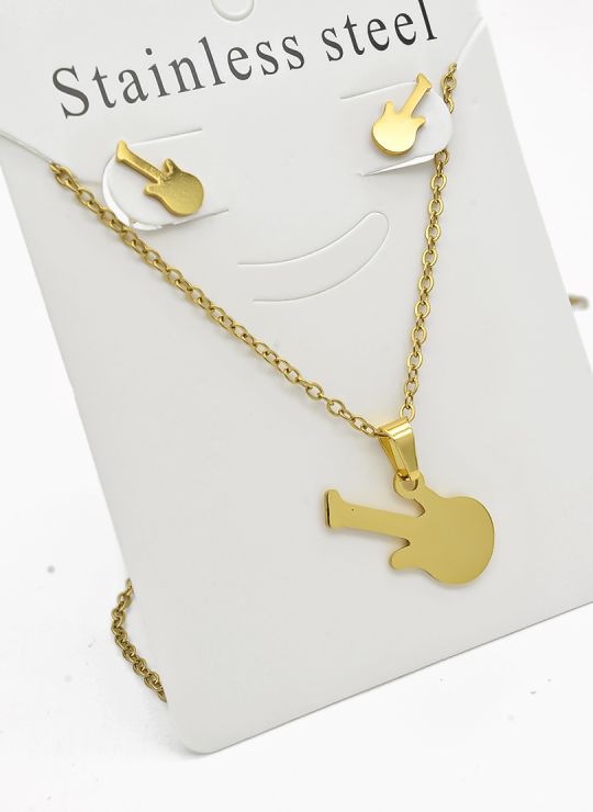 SET DE COLLAR, DIJE Y ARETES EN ACERO INOXIDABLE 316L