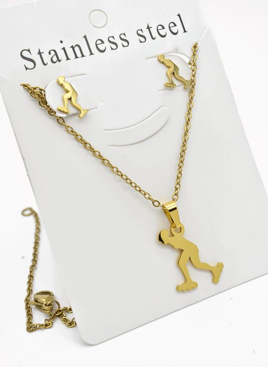 SET DE COLLAR, DIJE Y ARETES EN ACERO INOXIDABLE 316L