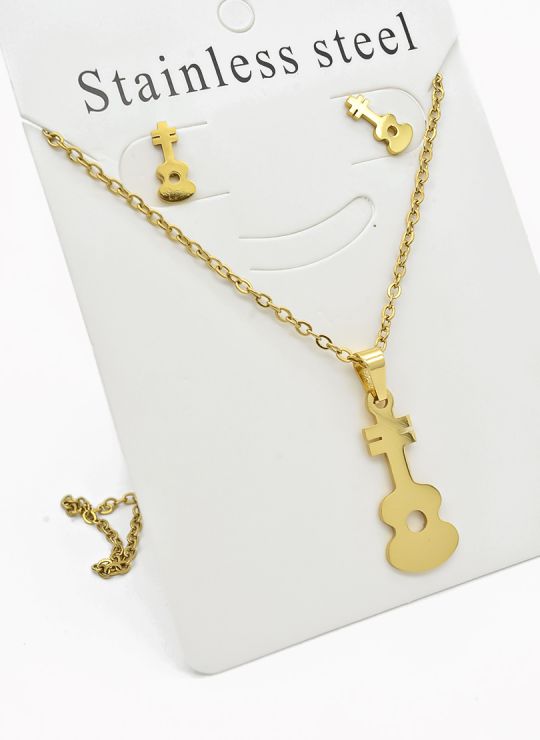 SET DE COLLAR, DIJE Y ARETES EN ACERO INOXIDABLE 316L