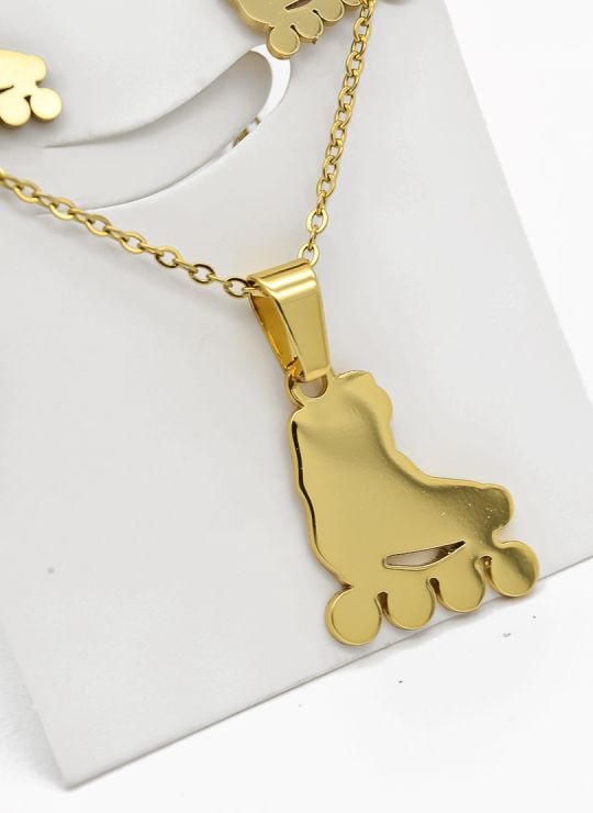 SET DE COLLAR, DIJE Y ARETES EN ACERO INOXIDABLE 316L