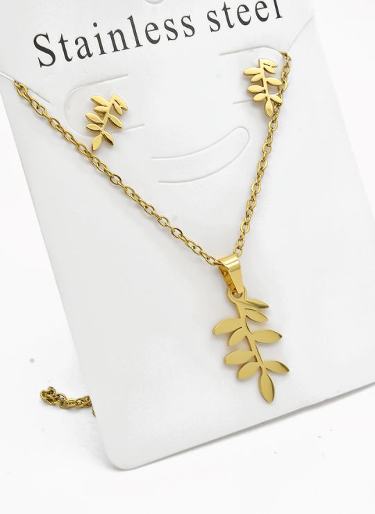 SET DE COLLAR, DIJE Y ARETES EN ACERO INOXIDABLE 316L