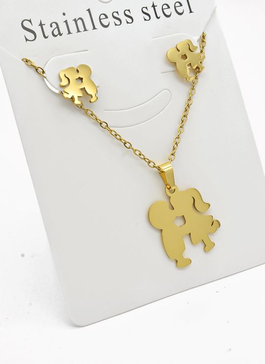 SET DE COLLAR, DIJE Y ARETES EN ACERO INOXIDABLE 316L