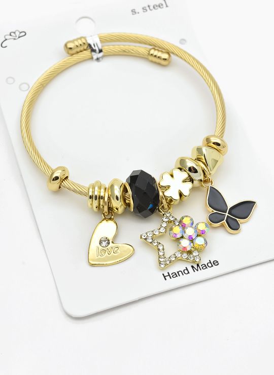 PULSERA TIPO PANDORA BRAZALETE EN RODIO CON MICROCIRCONES