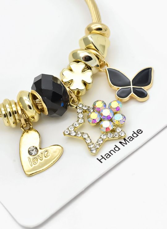 PULSERA TIPO PANDORA BRAZALETE EN RODIO CON MICROCIRCONES
