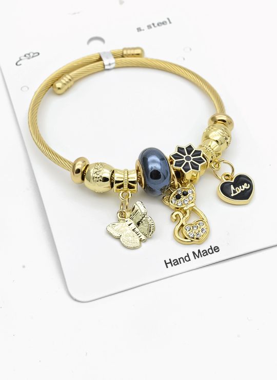 PULSERA TIPO PANDORA BRAZALETE EN RODIO CON MICROCIRCONES
