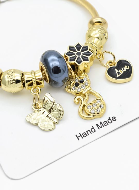 PULSERA TIPO PANDORA BRAZALETE EN RODIO CON MICROCIRCONES
