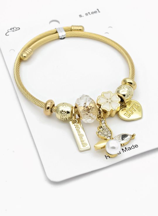 PULSERA TIPO PANDORA BRAZALETE EN RODIO CON MICROCIRCONES