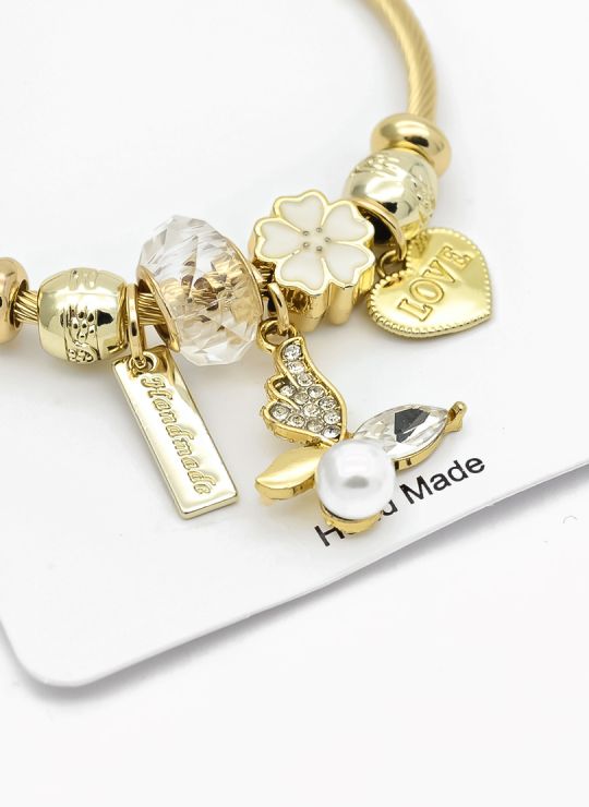 PULSERA TIPO PANDORA BRAZALETE EN RODIO CON MICROCIRCONES