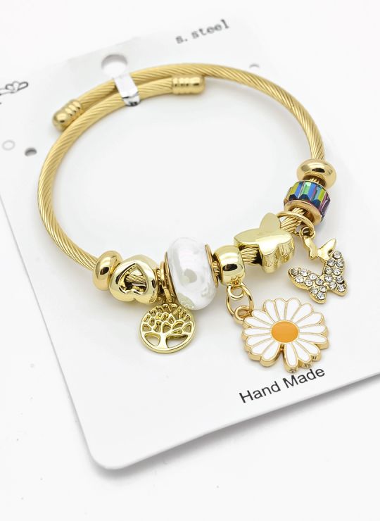 PULSERA TIPO PANDORA BRAZALETE EN RODIO CON MICROCIRCONES