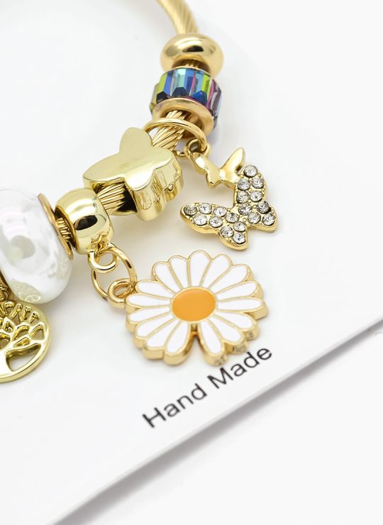 PULSERA TIPO PANDORA BRAZALETE EN RODIO CON MICROCIRCONES