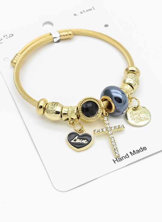 PULSERA TIPO PANDORA BRAZALETE EN RODIO CON MICROCIRCONES
