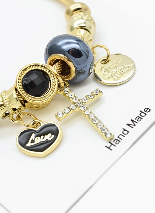 PULSERA TIPO PANDORA BRAZALETE EN RODIO CON MICROCIRCONES