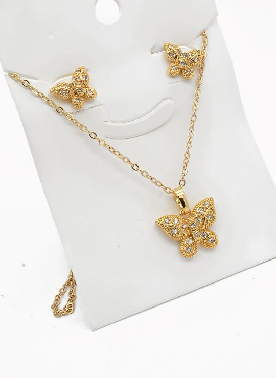 SET DE COLLAR Y DIJE EN RODIO CON MICROCIRCIONES/XUPING
