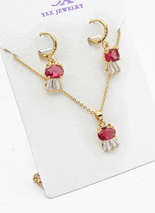 SET DE COLLAR Y DIJE EN RODIO CON MICROCIRCIONES/XUPING