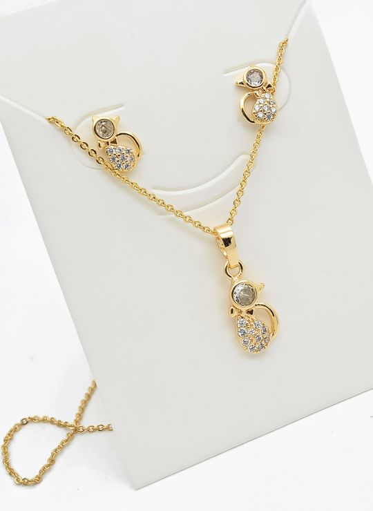 SET DE COLLAR Y DIJE EN RODIO CON MICROCIRCIONES/XUPING
