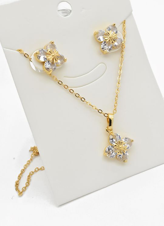 SET DE COLLAR Y DIJE EN RODIO CON MICROCIRCIONES/XUPING