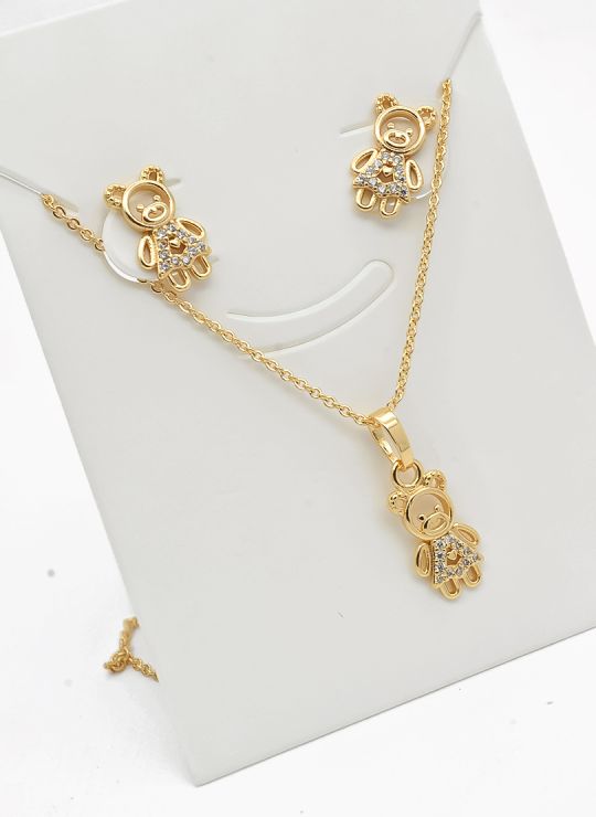 SET DE COLLAR Y DIJE EN RODIO CON MICROCIRCIONES/XUPING