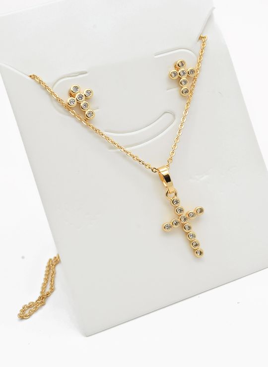 SET DE COLLAR Y DIJE EN RODIO CON MICROCIRCIONES/XUPING