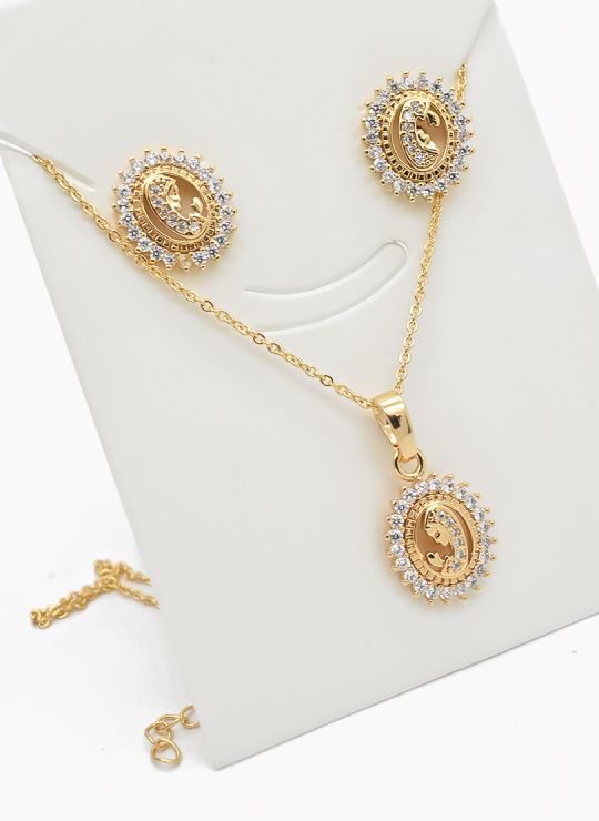 SET DE COLLAR Y DIJE EN RODIO CON MICROCIRCIONES/XUPING