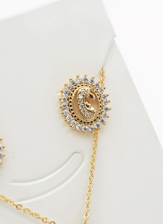 SET DE COLLAR Y DIJE EN RODIO CON MICROCIRCIONES/XUPING