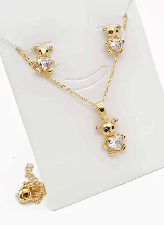 SET DE COLLAR Y DIJE EN RODIO CON MICROCIRCIONES/XUPING