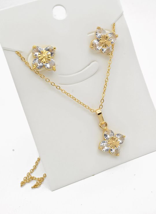 SET DE COLLAR Y DIJE EN RODIO CON MICROCIRCIONES/XUPING