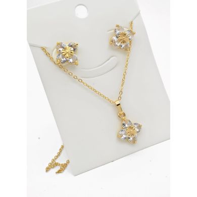 SET DE COLLAR Y DIJE EN RODIO CON MICROCIRCIONES/XUPING