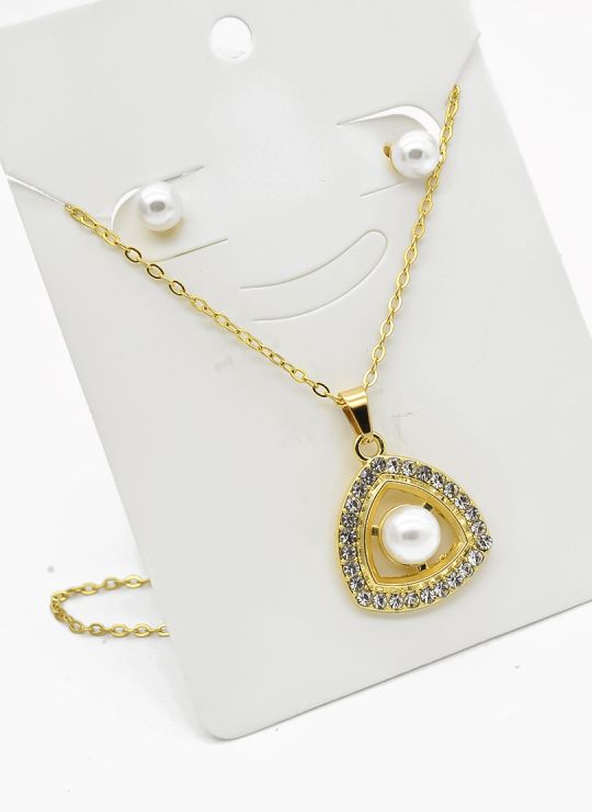 SET DE COLLAR Y DIJE EN RODIO CON MICROCIRCIONES/XUPING