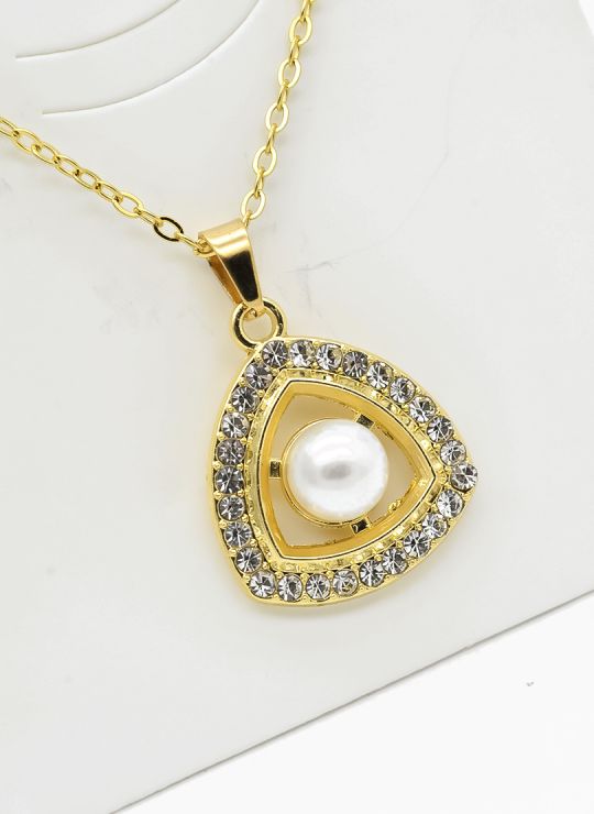 SET DE COLLAR Y DIJE EN RODIO CON MICROCIRCIONES/XUPING