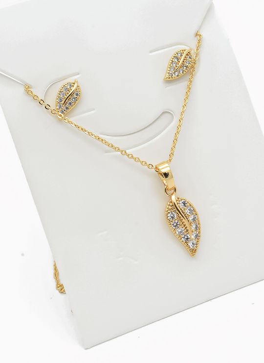 SET DE COLLAR Y DIJE EN RODIO CON MICROCIRCIONES/XUPING