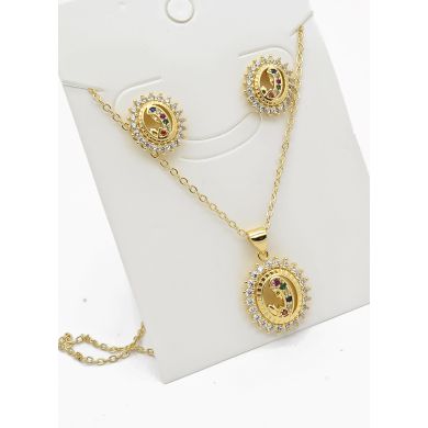 SET DE COLLAR Y DIJE EN RODIO CON MICROCIRCIONES/XUPING