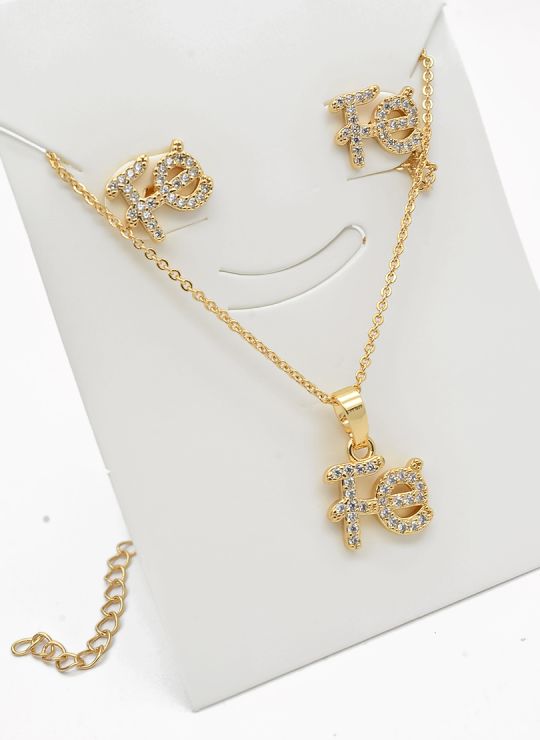 SET DE COLLAR Y DIJE EN RODIO CON MICROCIRCIONES/XUPING