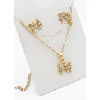 SET DE COLLAR Y DIJE EN RODIO CON MICROCIRCIONES/XUPING