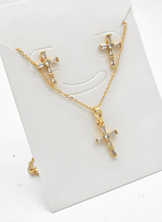 SET DE COLLAR Y DIJE EN RODIO CON MICROCIRCIONES/XUPING