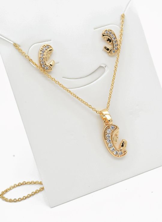 SET DE COLLAR Y DIJE EN RODIO CON MICROCIRCIONES/XUPING