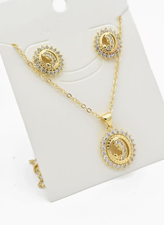 SET DE COLLAR Y DIJE EN RODIO CON MICROCIRCIONES/XUPING