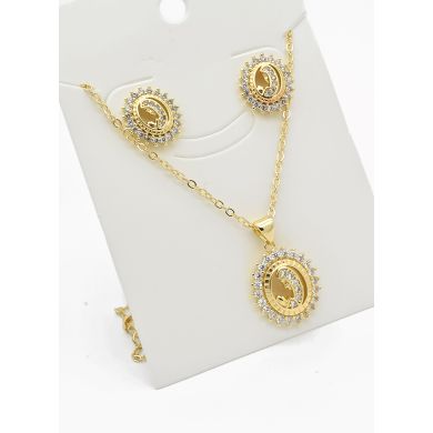 SET DE COLLAR Y DIJE EN RODIO CON MICROCIRCIONES/XUPING