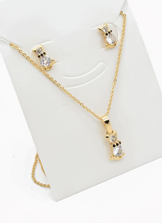 SET DE COLLAR Y DIJE EN RODIO CON MICROCIRCIONES/XUPING