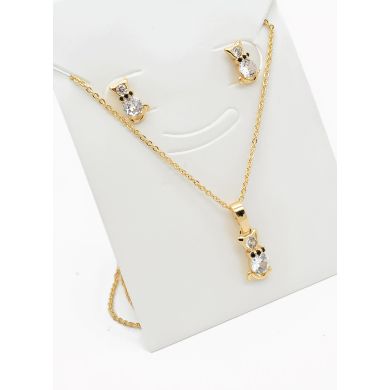 SET DE COLLAR Y DIJE EN RODIO CON MICROCIRCIONES/XUPING