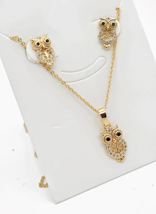 SET DE COLLAR Y DIJE EN RODIO CON MICROCIRCIONES/XUPING