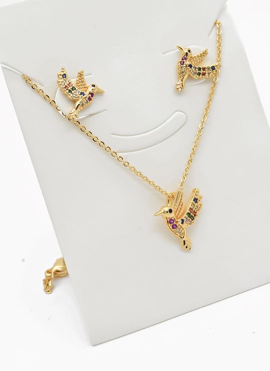 SET DE COLLAR Y DIJE EN RODIO CON MICROCIRCIONES/XUPING