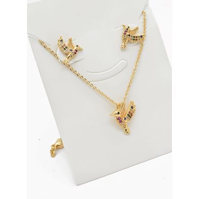 SET DE COLLAR Y DIJE EN RODIO CON MICROCIRCIONES/XUPING